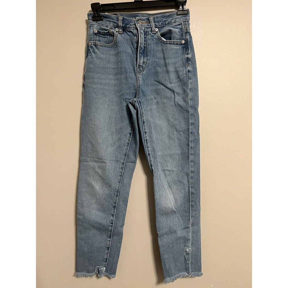 American Eagle Mom Jean Womens Size 00 Cropped Medium Wash Denim High Rise Jeans